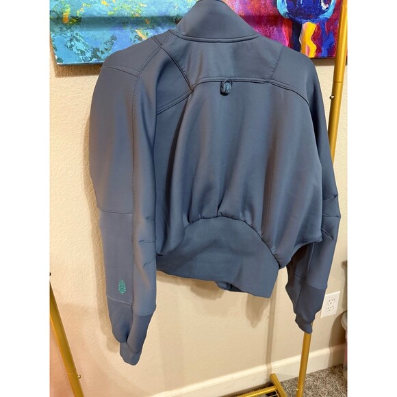 NWT Free People FP Movement Off To The Races Bomber Jacket Zip Up Skyline Blue M - Picture 6 of 8